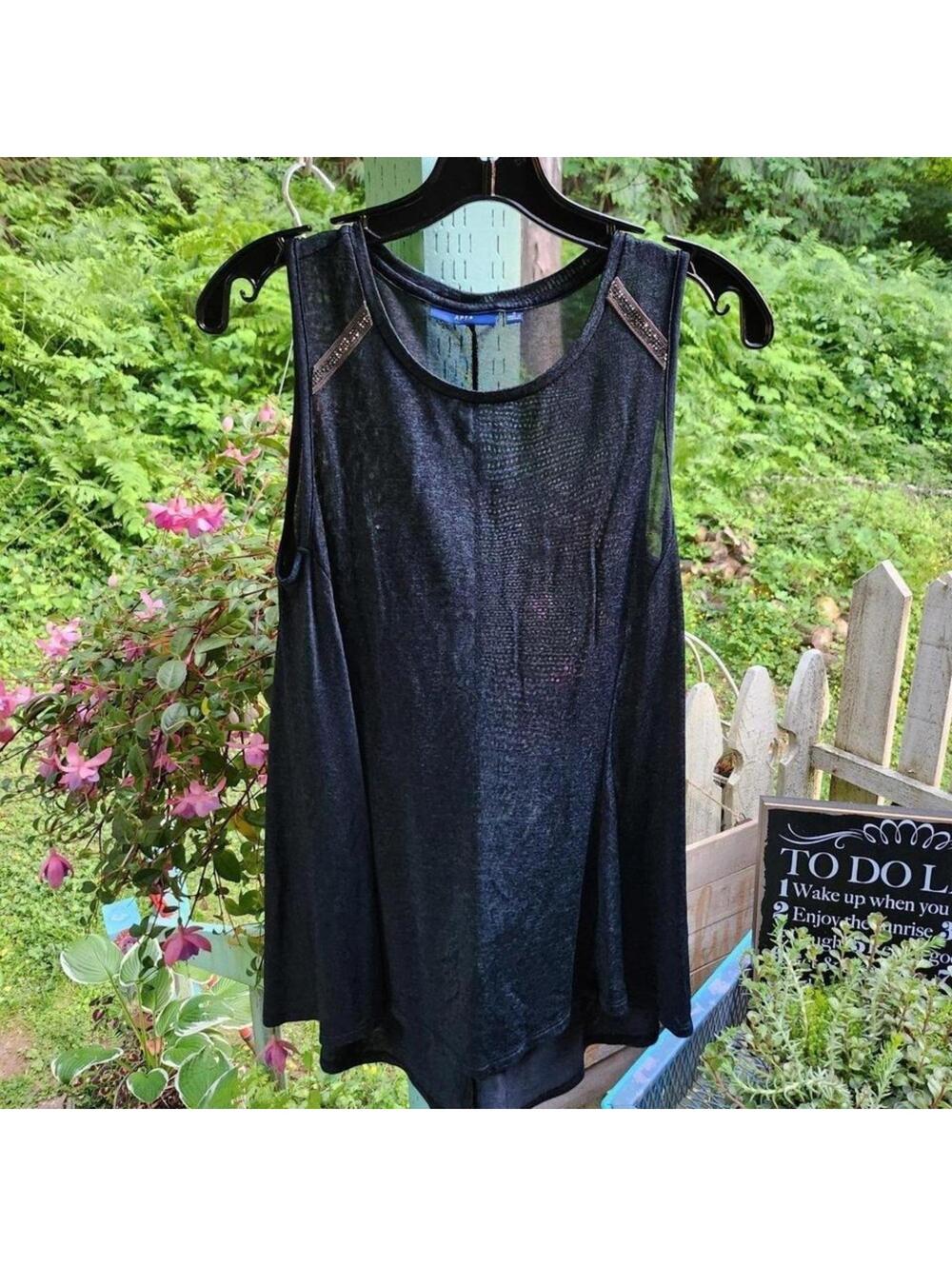 Chic Black Sleeveless Tank Top Apt 9 Small - Picture 7 of 7